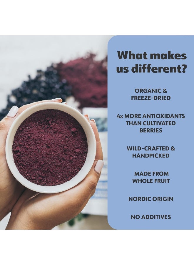 LOOV Wild Blueberry Powder Organic, wild-crafted from Nordic forests, 100% whole bilberry fruit, raw, 18-day supply, 3.2 oz, freeze-dried and powdered wild blueberries, high in anthocyanins, free e-book - Image 3
